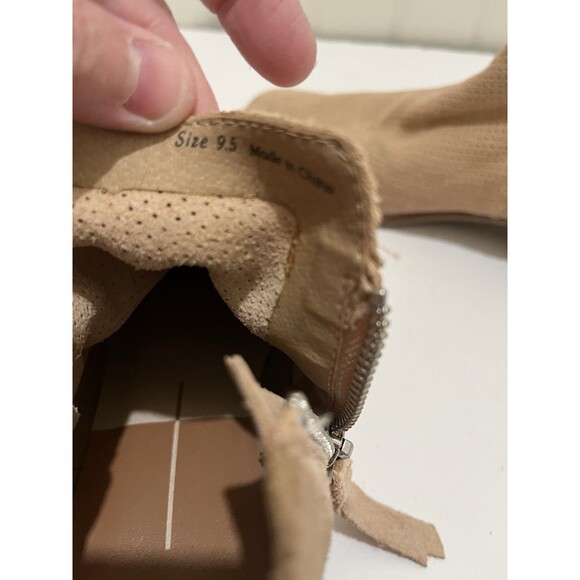 Dolce Vita Perforated Tan Zip Ankle Booties Boots Womens Size 9.5 Western Boho - Picture 9 of 11